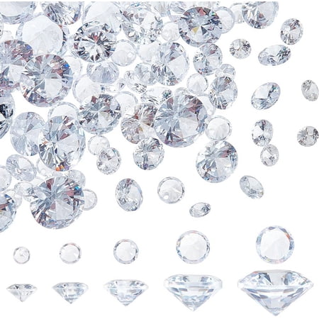 150pcs Cubic Zirconia Stone Beads 5 Sizes Clear Diamond CZ Stone Pendants Small Faceted Rhinestone Stones with 1mm Hole for DIY Necklace Earring Bracelet Jewelry Making 4~10mm/0.16~0.4 Inch