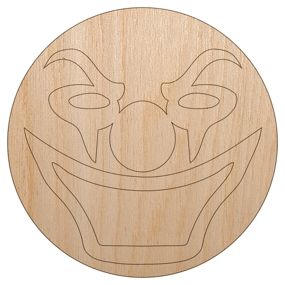 Evil Clown Face Wood Shape Unfinished Piece Cutout Craft DIY Projects - 4.70 Inch Size - 1/8 Inch Thick