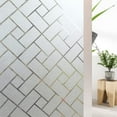 thumbnail image 1 of Window Film Self Adhesive Window 45x100cm Electrostatic Shield Privacy Anti-UV Anti-Glance Decorative Film for Home Office Bedroom Kitchen- Rectangular Grid Pattern, 1 of 5
