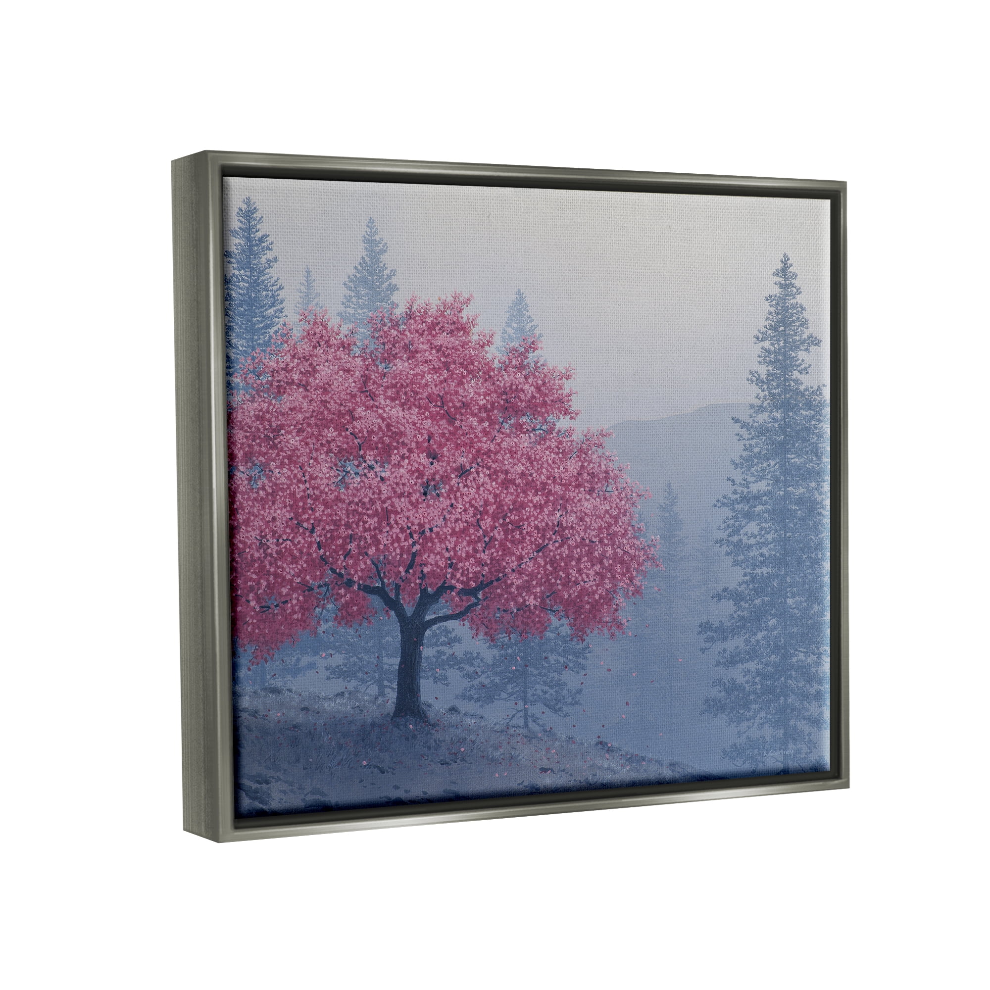 Stupell Pink Cherry Blossom Nature Landscape Landscape Photography Gray Floater Framed Art Print Wall Art