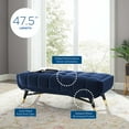 thumbnail image 3 of Accent Chair Bench, Velvet, Dark Blue, Modern Contemporary Urban Design, Living Lounge Room Hotel Lobby Hospitality, 3 of 7
