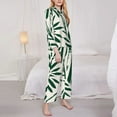 thumbnail image 3 of Vsdgher Palm Branch With Leaves Pajamas Set Long Sleeve Sleepwear Womens Button Down Nightwear Pj Sets-Medium, 3 of 7