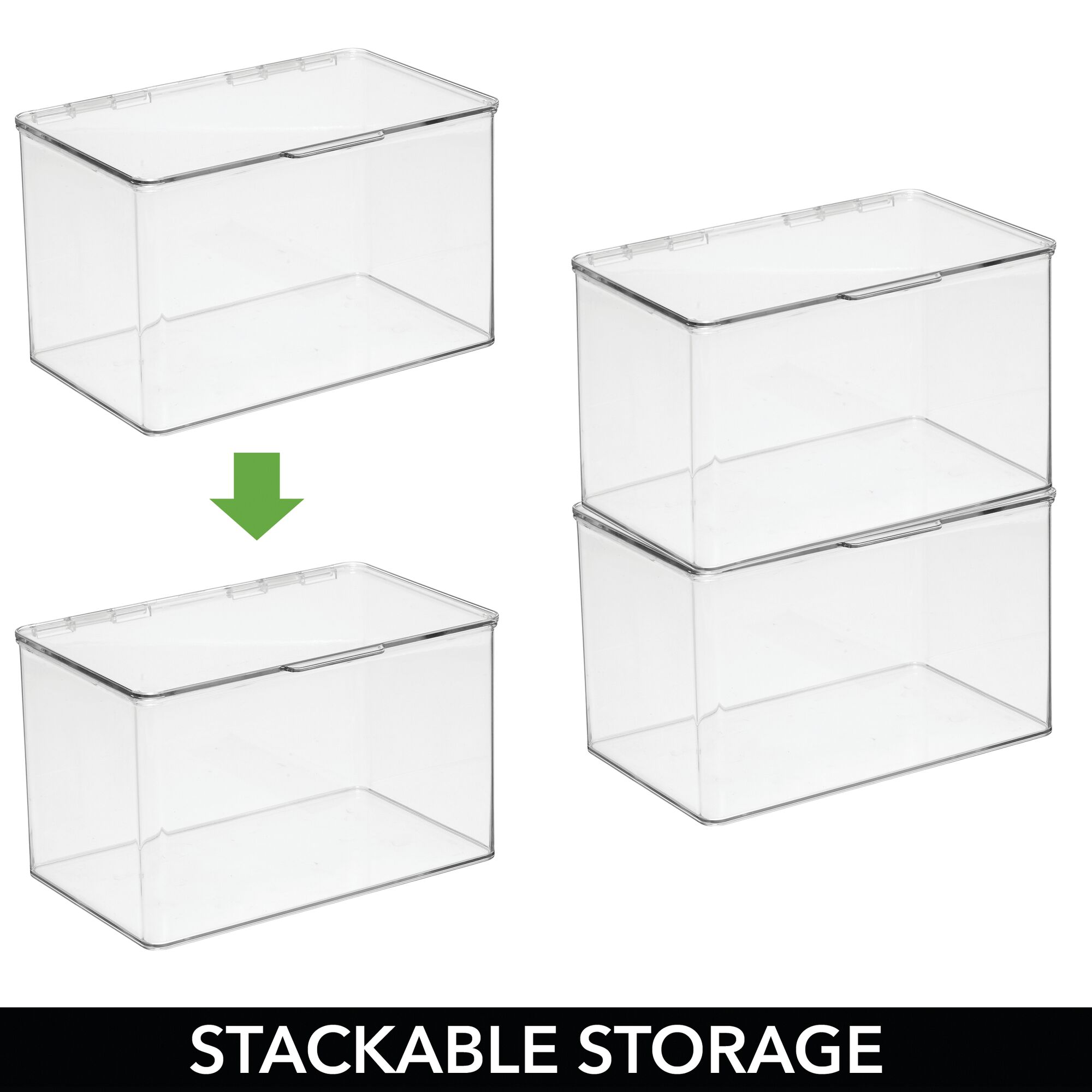 GUDEMAY Clear Stackable Plastic Storage Bins with Magnetic Lid