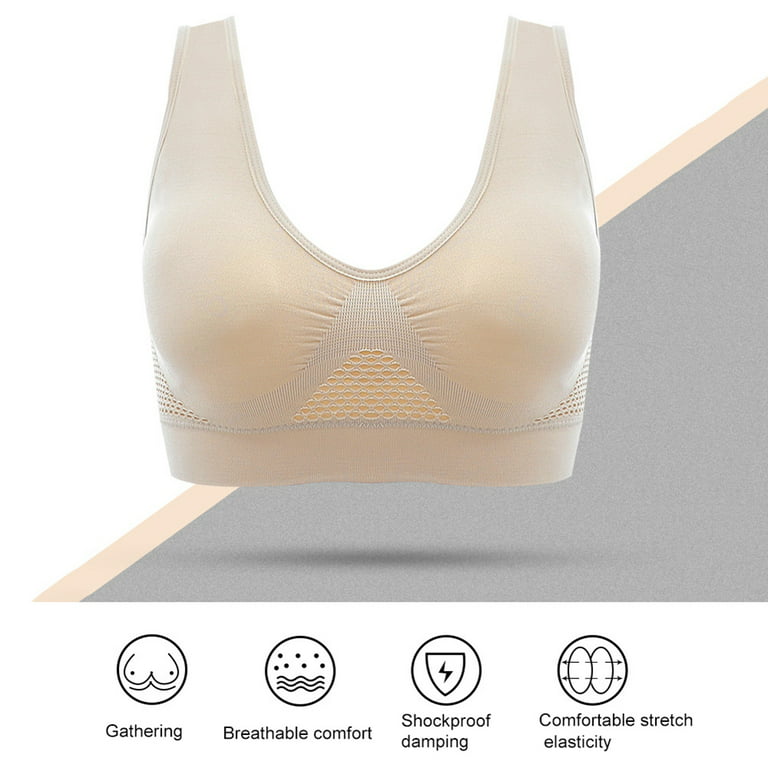 HEVIRGO Plus Size Women Shockproof Breathable Wireless Push-up Vest Bra  Sport Underwear 