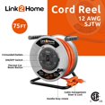 thumbnail image 2 of Carrete De Cable De Extensión Retráctil De Grado Contratista Link2Home, 75 Pies. Con 4 Salidas Y Cable Sjtw De 3 Clavijas De Alta Visibilidad Y Alta Resistencia, 2 of 5