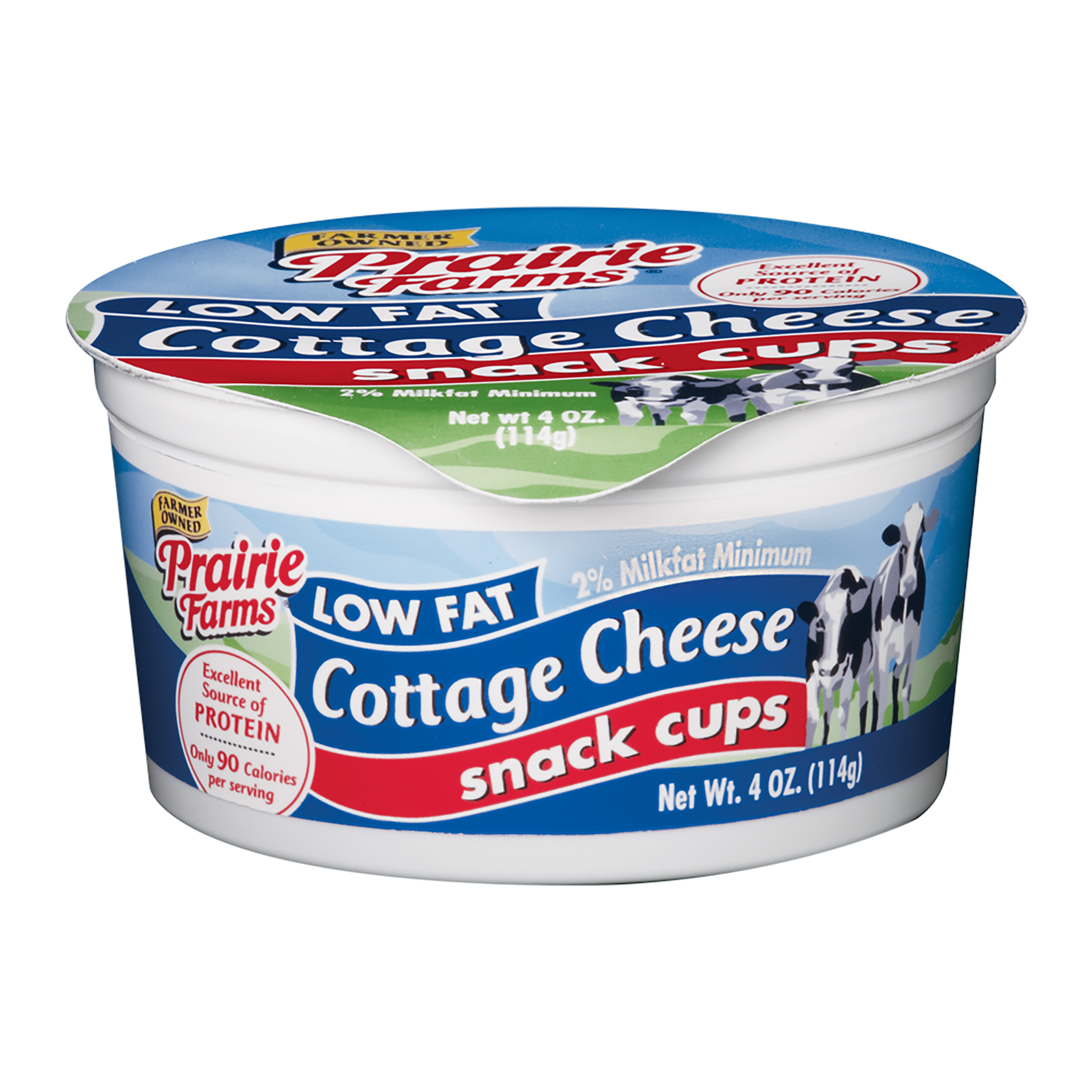 Prairie Farms Low Fat Cottage Cheese, 4 Oz. Snack Cup
