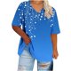 thumbnail image 4 of Camisetas Casuales de las Mujeres Más Tamaño V-Cuello Impresión Manga Corta Color Sólido Base de Verano Superior, Ligero para Diario, 4 of 9