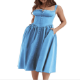 thumbnail image 1 of EIMELI Women‘s Summer Midi Dress Sleeveless Floral Print Button Down Flowy A-Line Tank Dress, 1 of 2