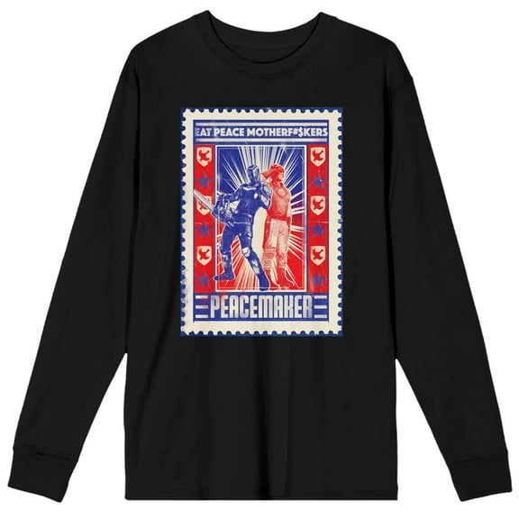 DC Comic Peacemaker Eat Peace Motherf*$kers Men's Black Long Sleeve Shirt-Small