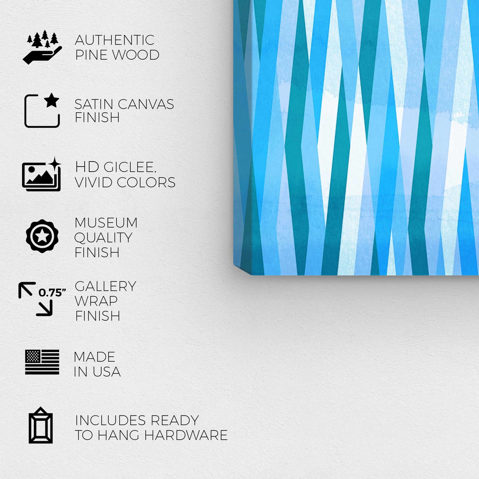 Wynwood Studio Abstract Modern Canvas Art - Vertical Waves, Wall Art for Living Room, Bedroom, and Bathroom, 30 in x 30, Blue and White Home Decor
