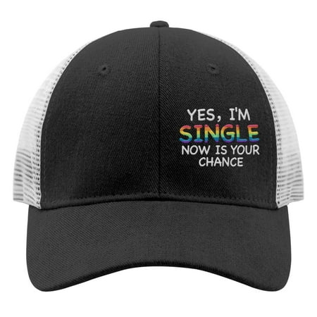 Glitter Baseball Hat yes, i m single now Embroidery Dad Hats for Men Graphic Adjustable for Fishing