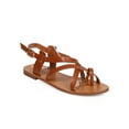 thumbnail image 1 of New Women Breckelles Kiera-04 Leatherette Toe Ring Criss Cross Slingback Sandal, 1 of 5