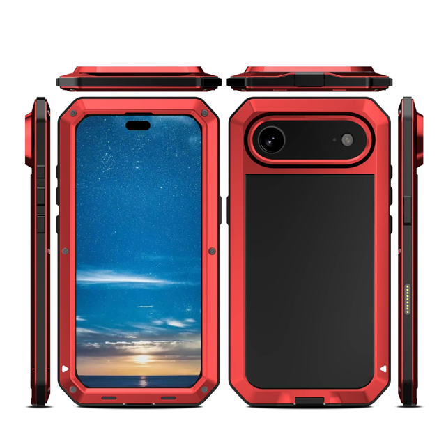 Case for iPhone 17Pro 6.3" with Built-in Glass Screen Protector, Heavy Duty Shockproof Tough Rugged Design, 360 Full Body DustProof Protection,Red
