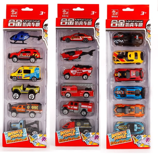 6 Pcs/ensemble Modèle de Voiture pour Enfants Jouet Éducatif Garçon Coulissant Modèle d'Ingénierie en Alliage