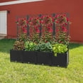 thumbnail image 3 of 4 PCS 62.99*15.75*55.91in Floor Standing Rectangular Dark Black Plastic Plant Box with Trellis for Balconies, 3 of 20
