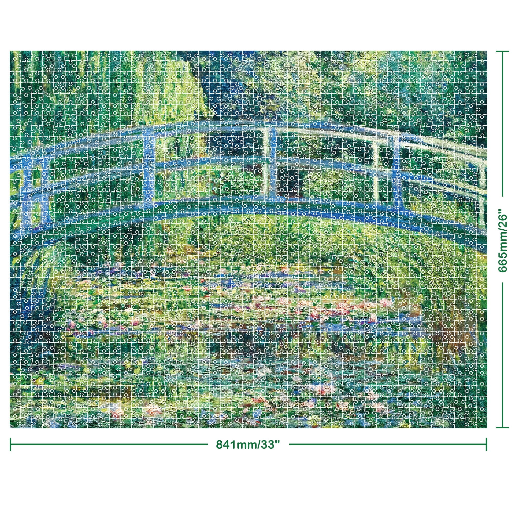 Mindbogglers Platinum 1500-Piece Jigsaw Puzzle: Bridge Over a Pond of Water Lilies by Monet - Jigsaws for Adults - Deluxe Jigsaw Puzzles - 33x26in