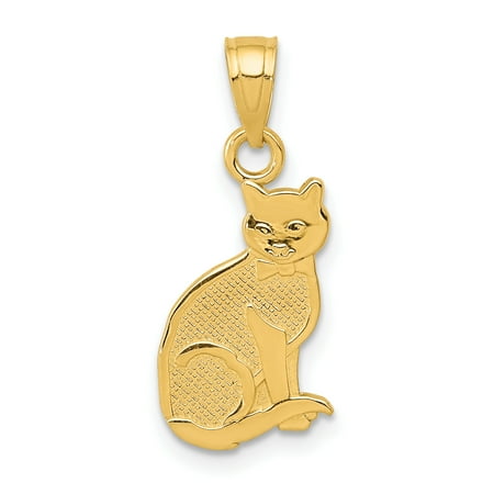 Animal Jewelry Set 14kt Yellow Gold I Heart My Cat On Reverse Pendant Charm Necklace Animal Fine Jewelry Ideal Gifts For Women Gift Set From Heart ()