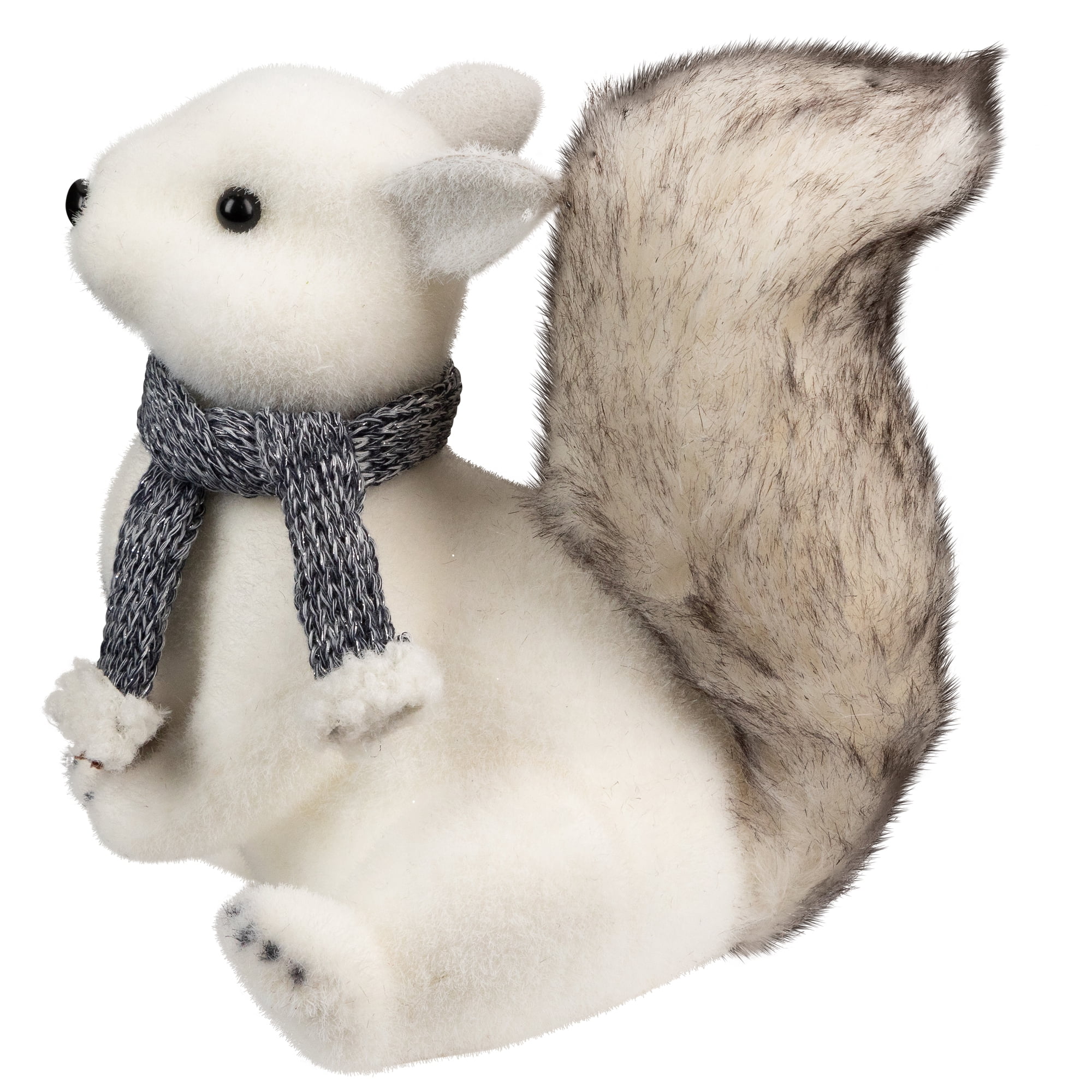 Northlight Snow Squirrel with Pinecone and Scarf Christmas Figure - 8.25" - White and Black