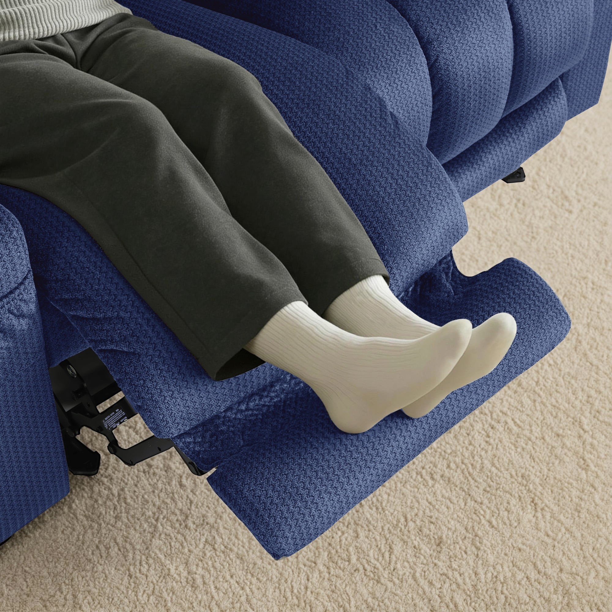 MCombo 55.9" Power Loveseat Recliner Sofa with Heat and Massage for Living Room, Fabric(Navy Blue)