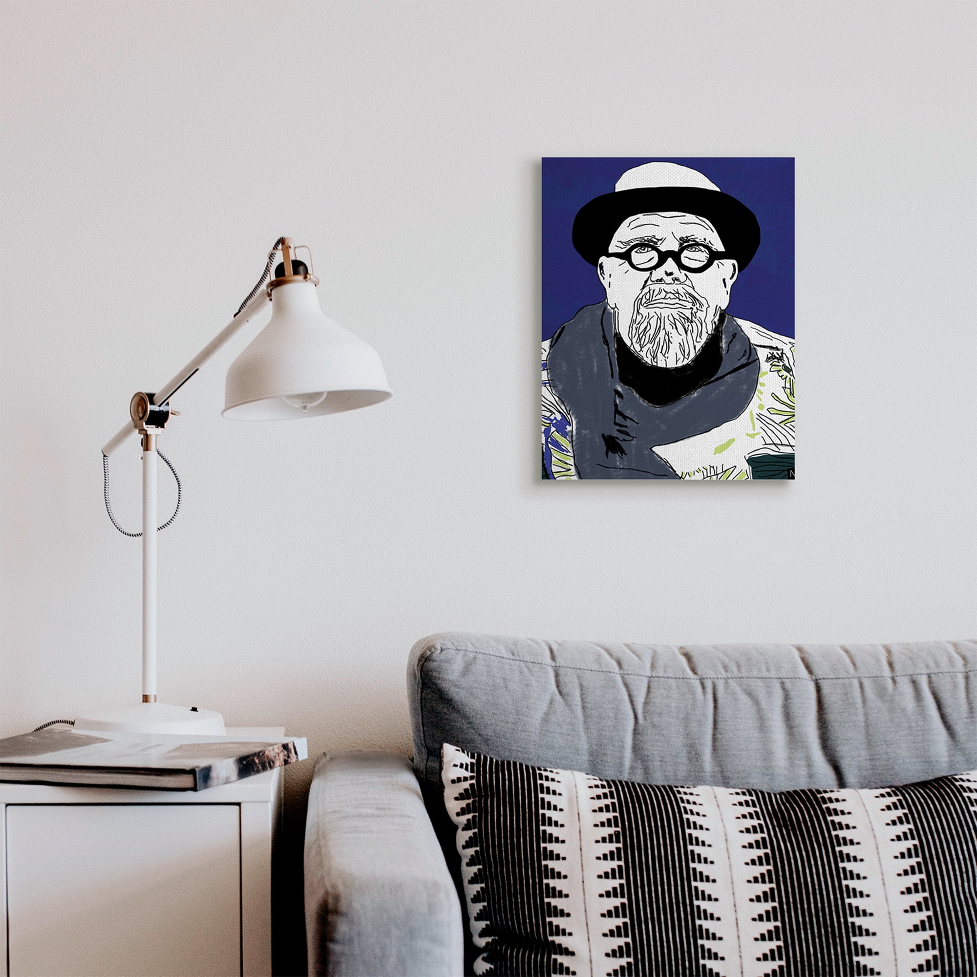 Stupell Industries Chuck in Winter Attire Abstract Artist Portrait Novelty Painting Gallery Wrapped Canvas Art Print Wall Art, 16 x 20