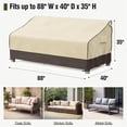 thumbnail image 5 of Outdoor Couch Cover Waterproof, Patio Furniture Covers for 3-Seater Couch, Fits up to 88"W x 40"D x 35"H, Moisture-proof & UV-protection, Brown & Khaki, 5 of 6