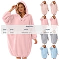 thumbnail image 3 of Kaemgyyd Womens Hooded Fleece Robe Knee Length Pullover Plush Bathrobe Cute Bow Front Baggy Loungewear（Gray,One Size）, 3 of 6
