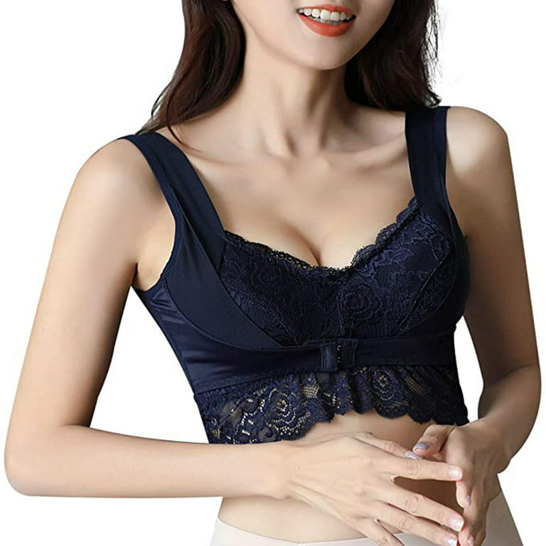 adviicd Padded Bras for Women Underwire Demi Bra, Push-Up Bra with Wonderbra  Technology, Smoothing Lace-Trim Bra with Push-Up Cups Navy Large 