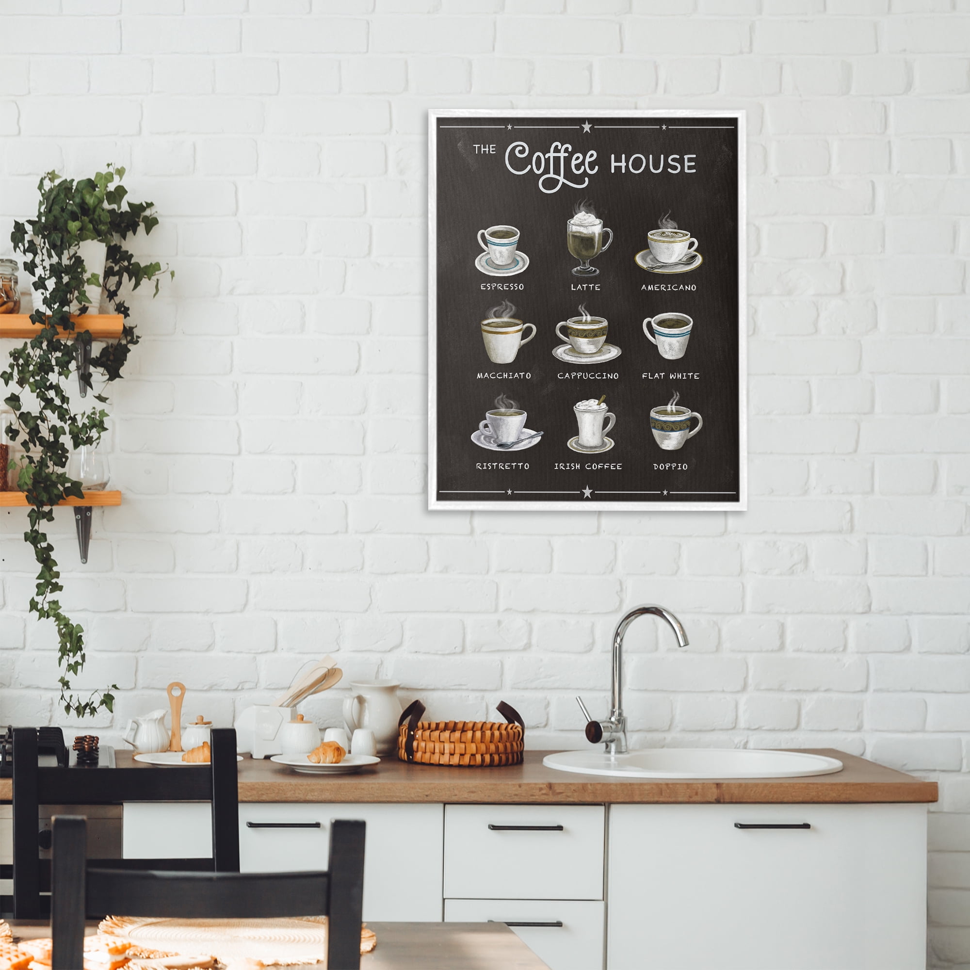 Stupell Industries The Coffee House Menu White Framed Giclee Art, design by Conrad Knutsen