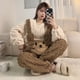 thumbnail image 3 of Conjuntos de Pijamas gruesos de invierno para mujer, ropa de dormir suave y cálida para niñas coreanas, Pijamas bonitos de oso de dibujos animados, pantalones de manga larga, 3 of 4