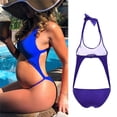 thumbnail image 3 of Maternity Women One-Piece Bathing Suit Solid Color Sleeveless Swimsuit High Waist Print Swimwear Monokini For Beach Pool, 3 of 8
