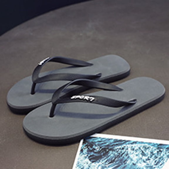 Men's Beach Non-slip Flip Flops Soft Sole Durable Outdoor Summer Footwear Gray 38