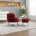 thumbnail image 4 of Accent Chair with Ottoman, Mid Century Modern Velvet Barrel Chair Armchair and Footrest Set, Upholstered Comfy Club Tub Round Arms Chair  for Living Room Bedroom Reading Room, Wine Red, 4 of 7