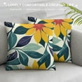 thumbnail image 3 of Creowell Flower Pillow Covers Decorative Throw Pillow Navy Blue Yellow Floral Pillow Covers Modern Summer Teal Dahlia Cushion Cover for Couch Sofa Bed Room Home Decor Pillow Cases 20x20in, 3 of 5