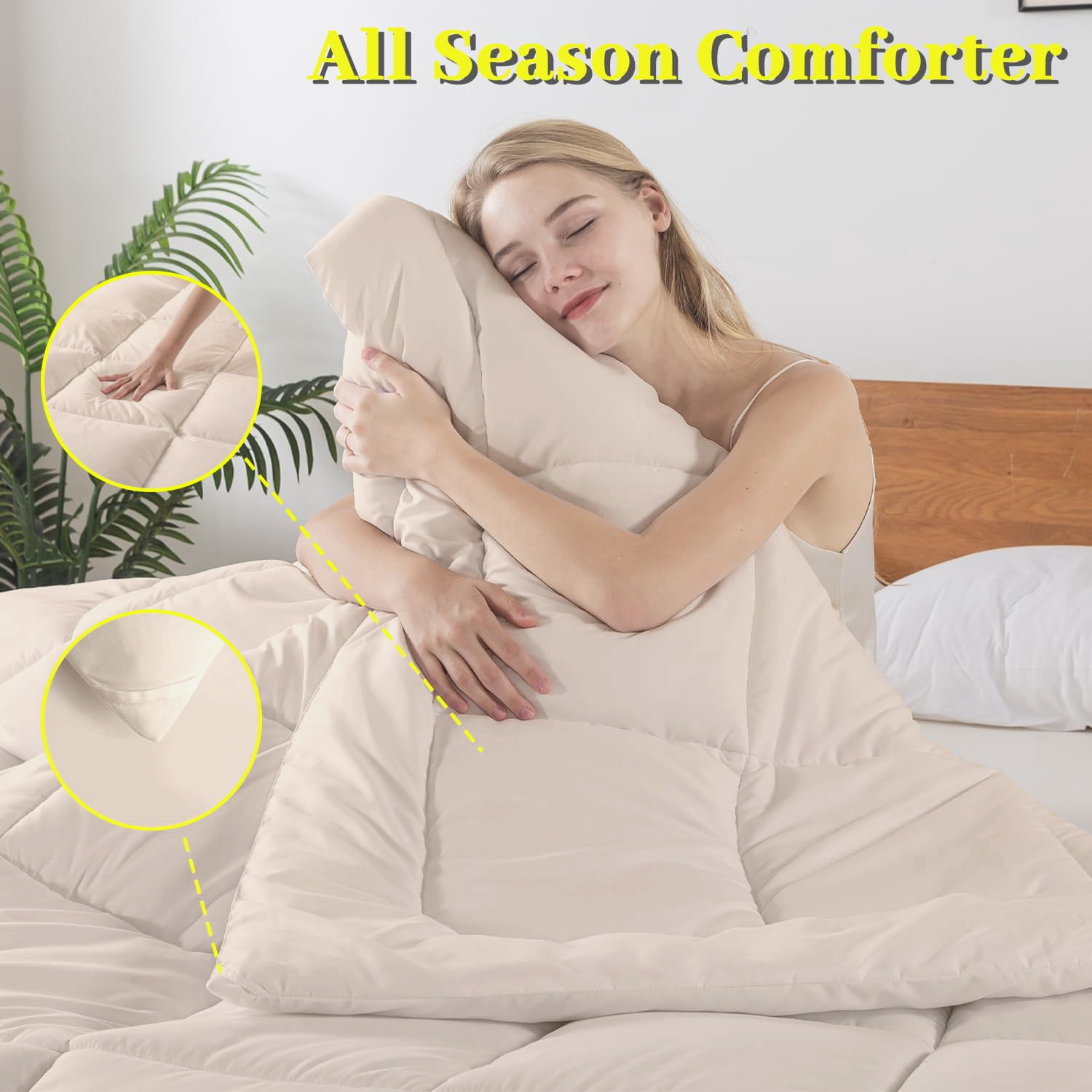 BedTreat Down Alternative Comforter with Corner Tabs - All Season Quilted King Size 240 GSM Sand Dollar Comforter, Machine Washable Microfiber Bedding