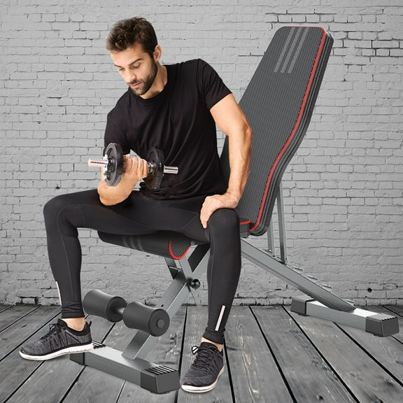 Adjustable Bench with Waterproof and Soft Leather and 6 Backrest Positions & 4 Seat Positions, 330 Lb. Weight Limit