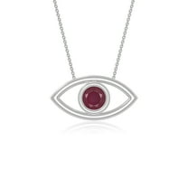 Natural Ruby Evil Eye Pendant Necklaces for Women in Sterling Silver, July Birthstone Jewelry Gifts for Her Birthday, Wedding Anniversary, Party, Mothers Day, Christmas, Graduation, Valentines