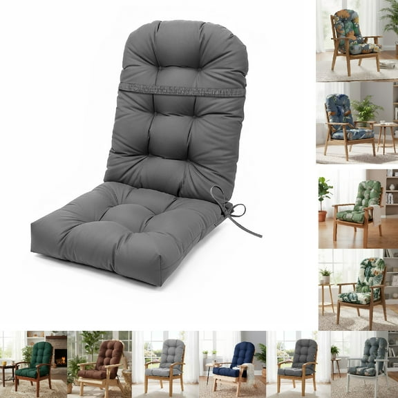 Eurhowing Adirondack Rocking Chair Cushion, 44x20x4 Inch Thickened High Back Patio Chair Cushion, Waterproof Outdoor Furniture Seat Cushion with Ties, 1Pcs