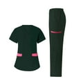thumbnail image 2 of Jinhomg Scrubs Set for Women Casual Loose V-Neck Top & Straight Leg Pants with Pockets Lightweight Comfy Quick Dry Nurse Working Uniform Green XL, 2 of 7