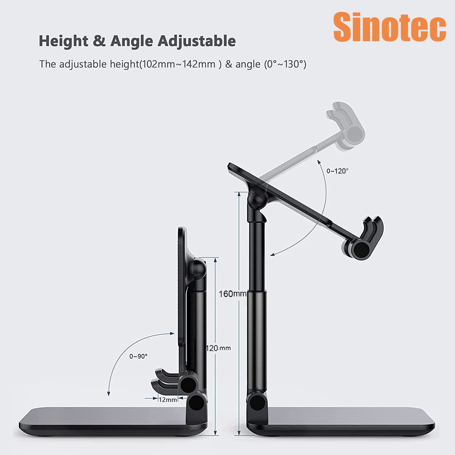 Delaman Phone Stand, Adjustable Portable Cell Phone Holder for Desk Cradle Desktop Stand Compatible with All Mobile Phones,,Switch,,Tablet(Black)