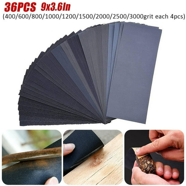 36Pcs Wet and Dry Sand Paper Mixed Assorted Grit 4003000 Car Paint
