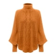 thumbnail image 4 of Yellow Womens Tops Women's Winter New Mid Neck Loose Long Sleeve Knitted Solid Color Sweater Fall Outfits for Women 2025, 4 of 6