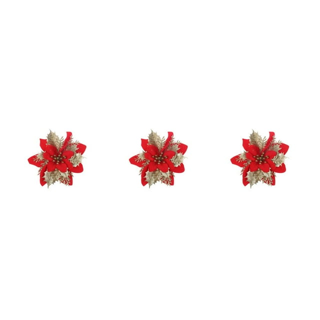 Wosthever Christmas Glitter Flower Artificial Simulation Decoration Household Garden Flowers Heads Holiday Birthday Ornaments Type4 NO4