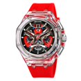 thumbnail image 2 of Reloj de cuarzo transparente hexagonal para hombre con caja calada, impermeable, estilo casual y de negocios, reloj de pulsera analógico automático para uso diario y fiestas, 2 of 9