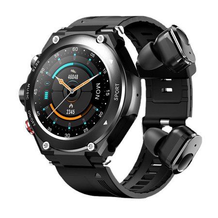 NEXOVA T92 Smart Watch Fitness Tracker Bluetooth Call TWS Dual Earphones 1.28 Screen Message Push