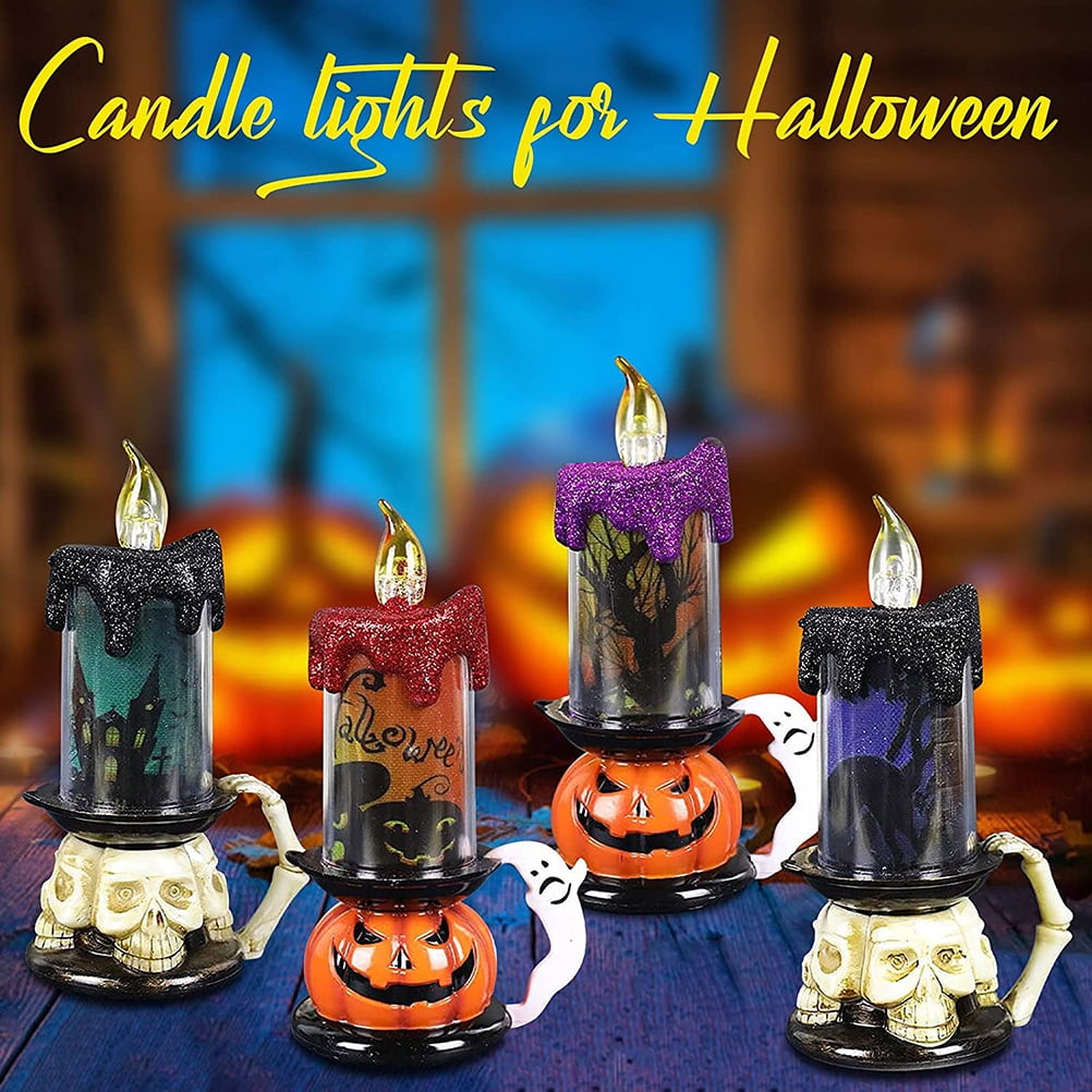 Halloween Flameless Candle,SkullPumpkin Castle CandleLight Spooky LED