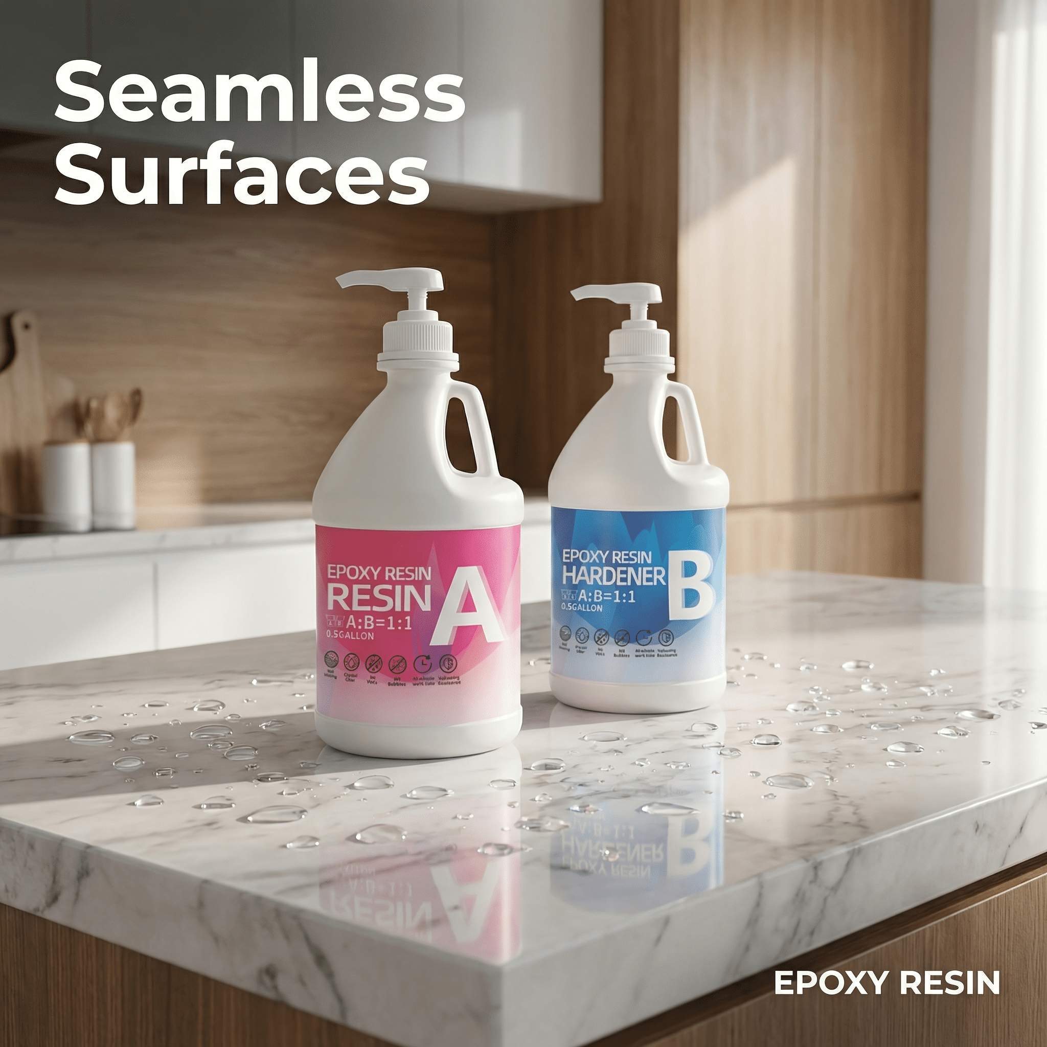 Fast-Curing Epoxy Resin Kit - 0.5 Gal Resin & 0.5 Gal Hardener With Tools, No Bubbles, Non-Yellowing, Self-Leveling, Low Odor, 2-Part Epoxy For Coating, Casting, DIY Resin Crafts, Table Tops & Art Pr