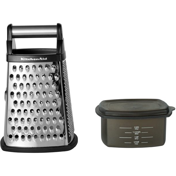 KitchenAid Gourmet 4Sided Stainless Steel Box Grater with Detachable Storage Container, 10