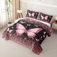 thumbnail image 3 of Erosebridal Pink Butterfly Bed Spread Queen,Fashion Glitter Print Queen Coverlet Set For Girls,3 Pieces, 3 of 7