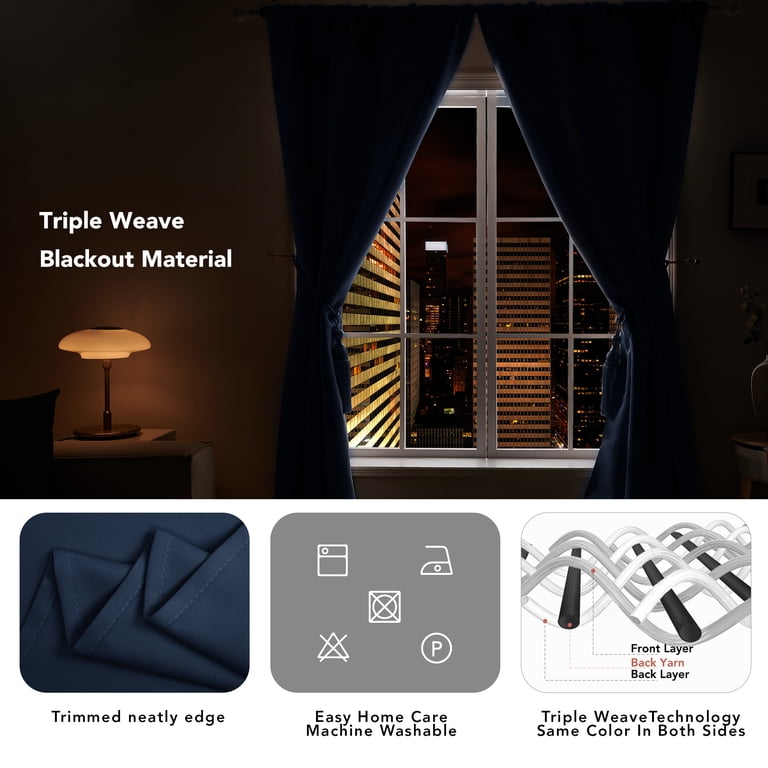 Deconovo Blackout Curtains 52x84 Navy Blue 2-Panel Set photo 7