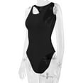 thumbnail image 4 of Women's Round Scoop Neck Bodysuit Tops Sleeveless Solid Sexy T Shirt Leotard, 4 of 7